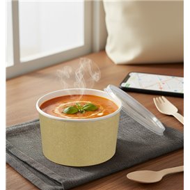 Paper Soup Bowl with Lid Kraft PP 16 Oz/473ml (25 Units) 