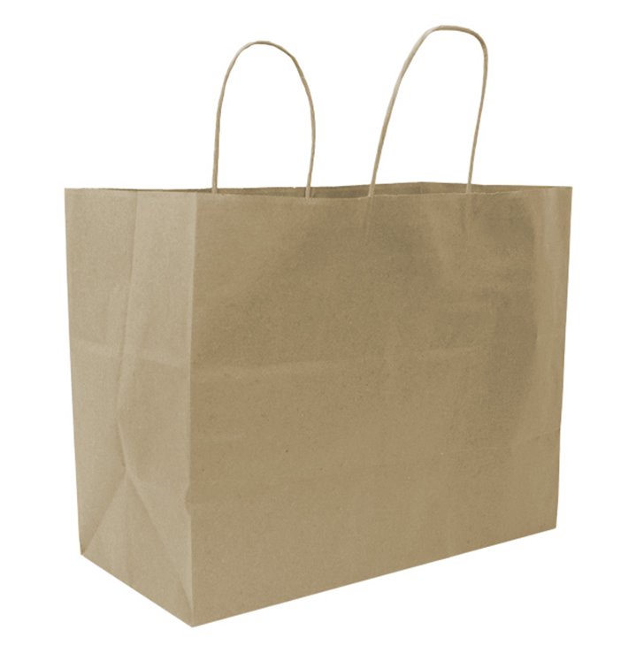 Paper Kraft Bag with Twisted Handles 80g/m² 32+16x26cm (25 Units)