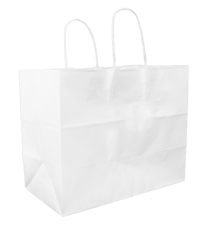 Paper White Bag with Flat Handles 80g/m² 32+16x27cm (25 Units) 