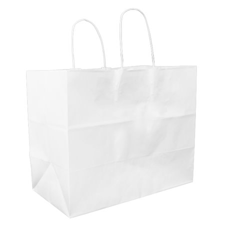 White paper bag with twisted handles 80 g/m² 32+16x26cm