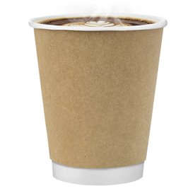 Cardboard Cup Double Wall Smooth Kraft 8Oz/240ml Ø8cm (25 Units)
