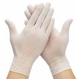 Latex Gloves Talc White Size L AQL 1.5 (100 Units)