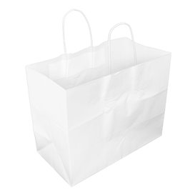 Paper White Bag with Flat Handles 80g/m² 32+16x27cm (25 Units) 