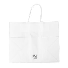 Paper White Bag with Flat Handles 80g/m² 32+16x27cm (300 Units)
