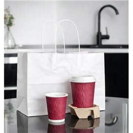 Paper White Bag with Flat Handles 80g/m² 32+16x27cm (300 Units)