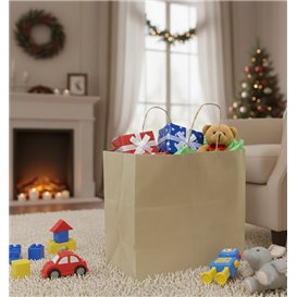 Paper Kraft Bag with Twisted Handles 80 g/m² 32+16x26cm (300 Units)