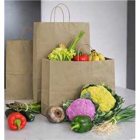 Paper Kraft Bag with Twisted Handles 80 g/m² 32+16x26cm (300 Units)