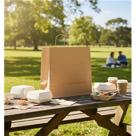 Paper Kraft Bag with Twisted Handles 80 g/m² 26+17x26cm (25 Units)