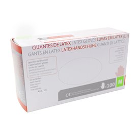 Latex Gloves White Size M AQL 1.5 (100 Units)