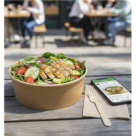 Paper Container Kraft-Kraft and RPET Lid 38 Oz/1140ml (100 Units)