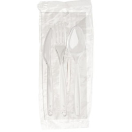 Plastic Cutlery kit PS Fork, Spoon, Knife and Napkin Clear (500 Units)