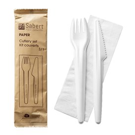 Kraft Cardboard Cutlery Kit Fork ,Knife and Napking (50 Units)