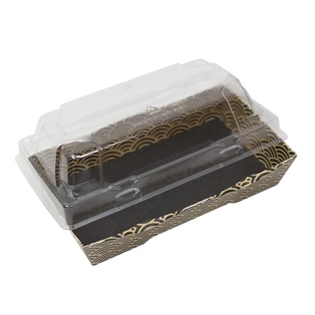 Waves cardboard sushi box closed