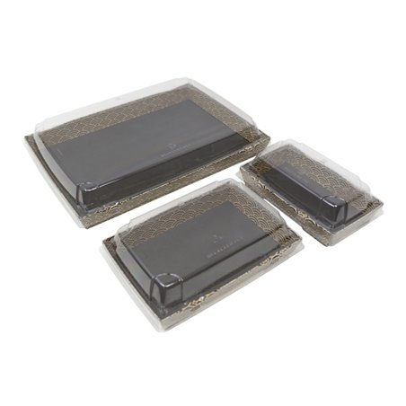 Waves cardboard sushi box open showing interior presentation