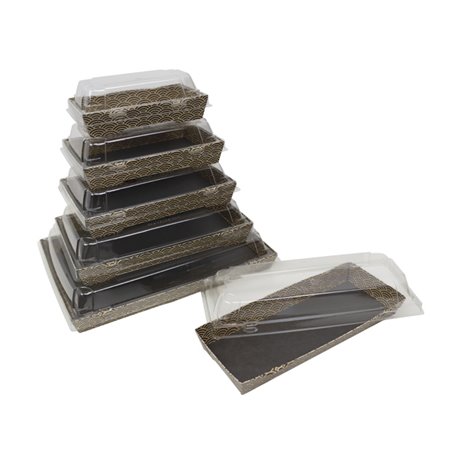 Waves cardboard sushi box presented with menu