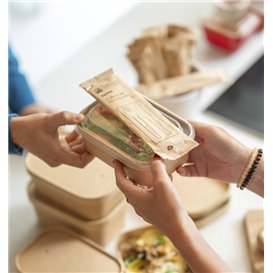 Kraft Cardboard Cutlery Kit Fork ,Knife and Napking (50 Units)