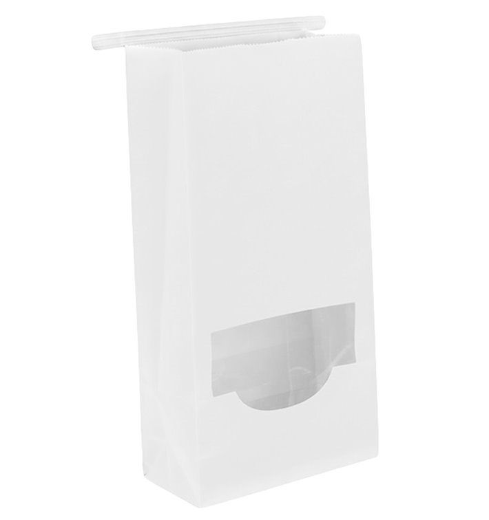 SOS Bag with Tin Tie and Window White 12+6x23,5cm (1000 Uds)