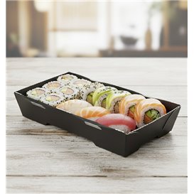 Black Cardboard Sushi Tray 12x6,2cm (600 Units)