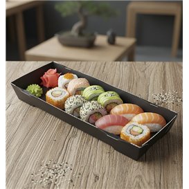 Black Cardboard Sushi Tray 22x9cm (400 Units)
