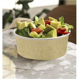 Paper Soup Bowl with Lid Kraft PP 550ml Ø14cm (300 Units)