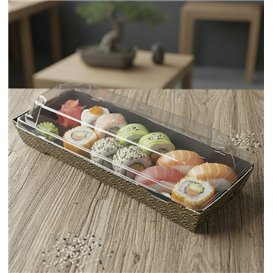 Plastic Lid for Sushi Container rPET 22x9cm (50 Units)