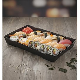 Black Cardboard Container Sushi 18,5x12,5cm (400 Units)