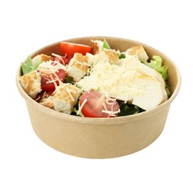 Paper Container Kraft-Kraft and RPET Lid 550ml Ø14cm (50 Units)