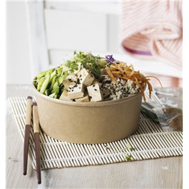 Paper Container Kraft-Kraft and RPET Lid 1140ml Ø18cm (25 Units)