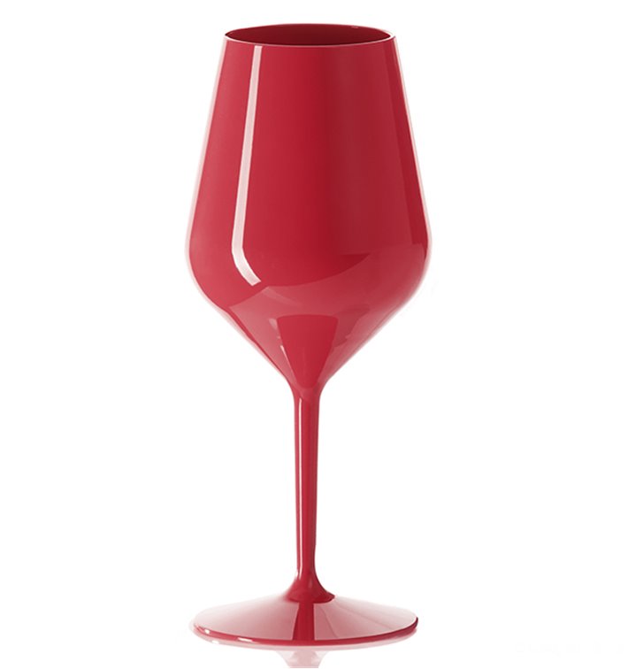 Durable Reusable Red Tritan Wine Glass 470ml (1 Unit)