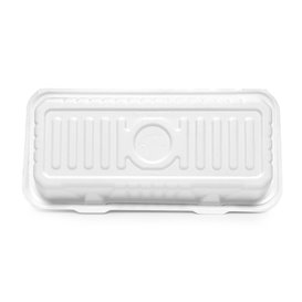 Sugarcane Hinged Container "Menu Box" White 32,4x15,3x6cm (250 Units)
