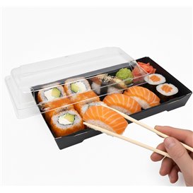 Plastic Lid for Sushi Container rPET 21,5x13,5cm (400 Units)