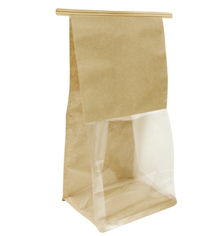 SOS Paper Bag and BOPP Display Window with Tin Tie 12+6x23,5cm (1000 Uds)