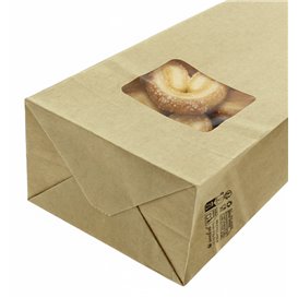 SOS Bag with Tin Tie and Window Kraft 9+6x26cm (50 Uds)