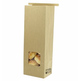 SOS Bag with Tin Tie and Window Kraft 9+6x26cm (50 Uds)