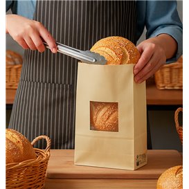 SOS Bag with Tin Tie and Window Kraft 15+7x23cm (1000 Uds)