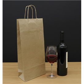 Paper Bottle Bag with Handles Kraft 115g/m² 18+8x39cm (250 Units)