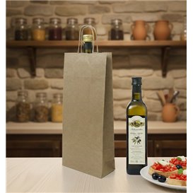 Paper Bottle Bag with Handles Kraft 115g/m² 18+8x39cm (25 Units) 
