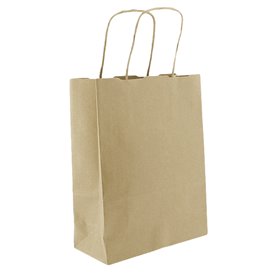 Paper Bag with Handles Kraft 115g/m² 18+8x24cm (250 Units)
