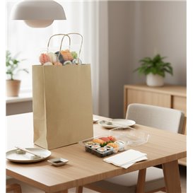 Paper Bag with Handles Kraft 115g/m² 18+8x24cm (25 Units) 