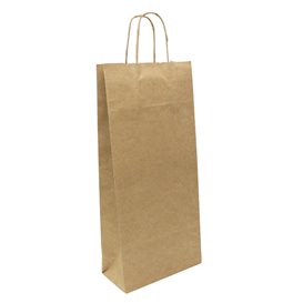 Paper Bottle Bag with Handles Kraft 115g/m² 18+8x39cm (250 Units)