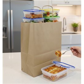 Paper Bag with Handles Kraft Brown 115g/m² 22+10x27cm (250 Units)