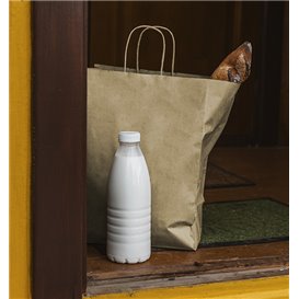 Paper Bag with Handles Kraft Brown 115g/m² 22+10x27cm (25 Units) 