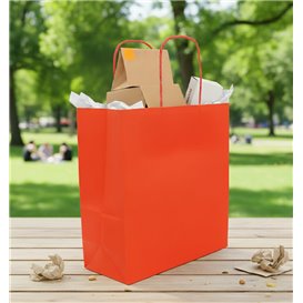 Paper Bag with Handles Kraft Red 90g/m² 22+10x27cm (250 Units)