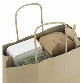 Paper Bag with Handles Kraft 115g/m² 24+11x32cm (25 Units) 