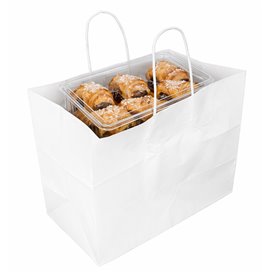 Paper White Bag with Twisted Handles 80 g/m² 32+16x26cm (25 Units)