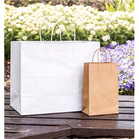 Paper White Bag with Twisted Handles 80 g/m² 32+16x26cm (250 Units)