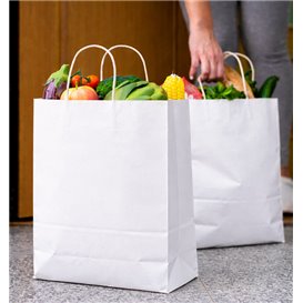 Paper Bag with Handles Kraft White 110g/m² 42+16x49cm (250 Units)