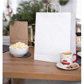 Paper Bag with Handles Kraft White 110g/m² 42+16x49cm (25 Units)