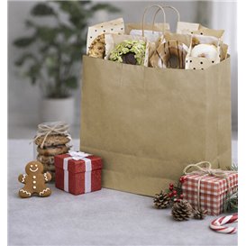 Paper Bag with Handles Kraft Brown 115g/m² 42+16x49cm (200 Units)