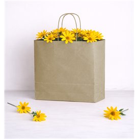 Paper Bag with Handles Kraft Brown 115g/m² 42+16x49cm (25 Units) 